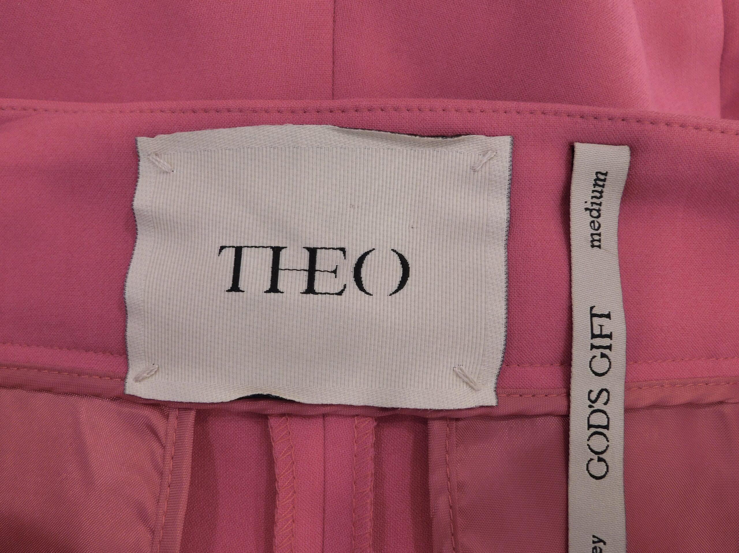 THEO Women's Fuchsia Pink Flat Front Wide Leg Pant Sz M ($425) - Image 7