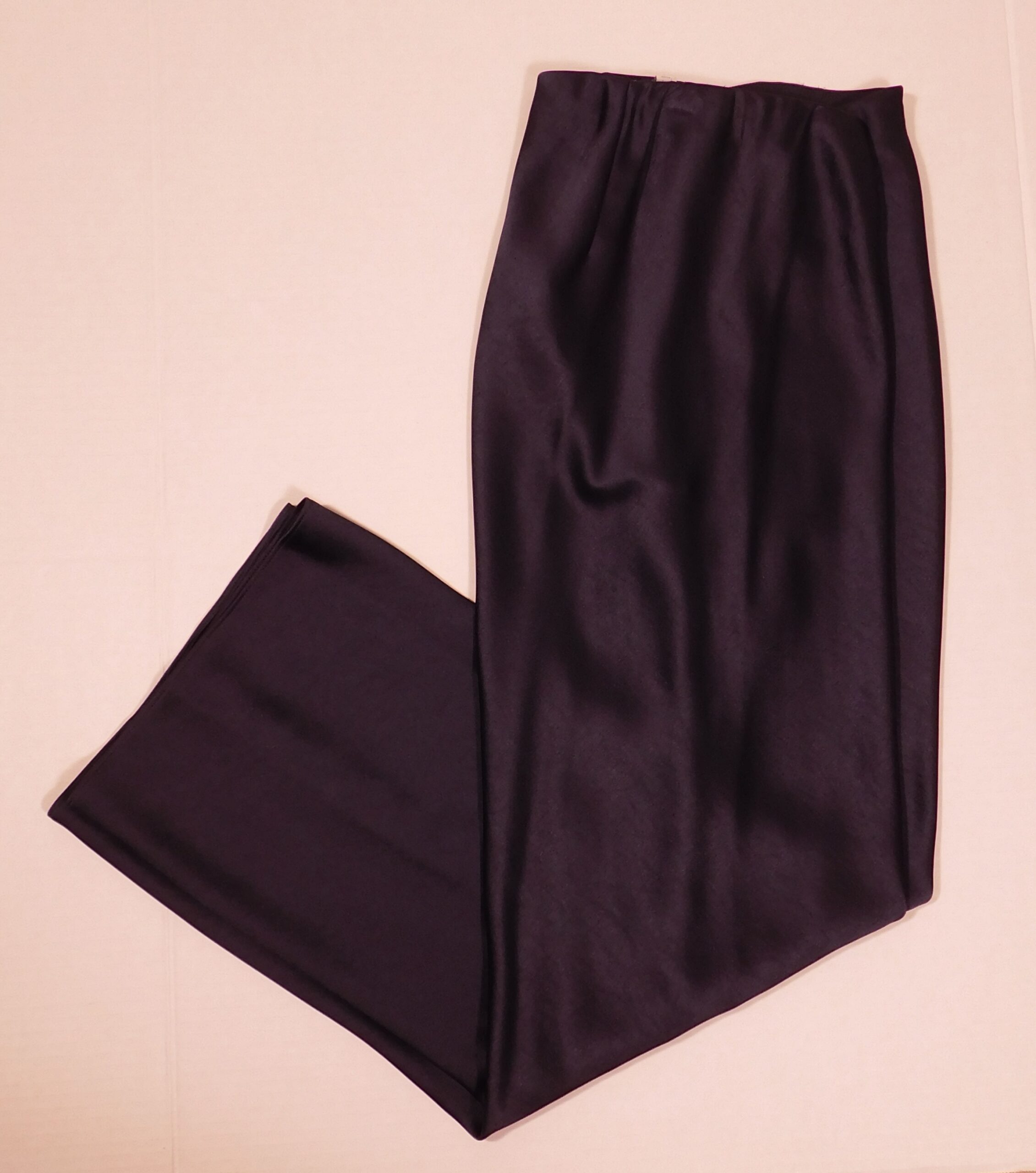 VINCE Women's Midnight Blue Wide Leg Flat Front Pull On Satin Pant Sz S/P