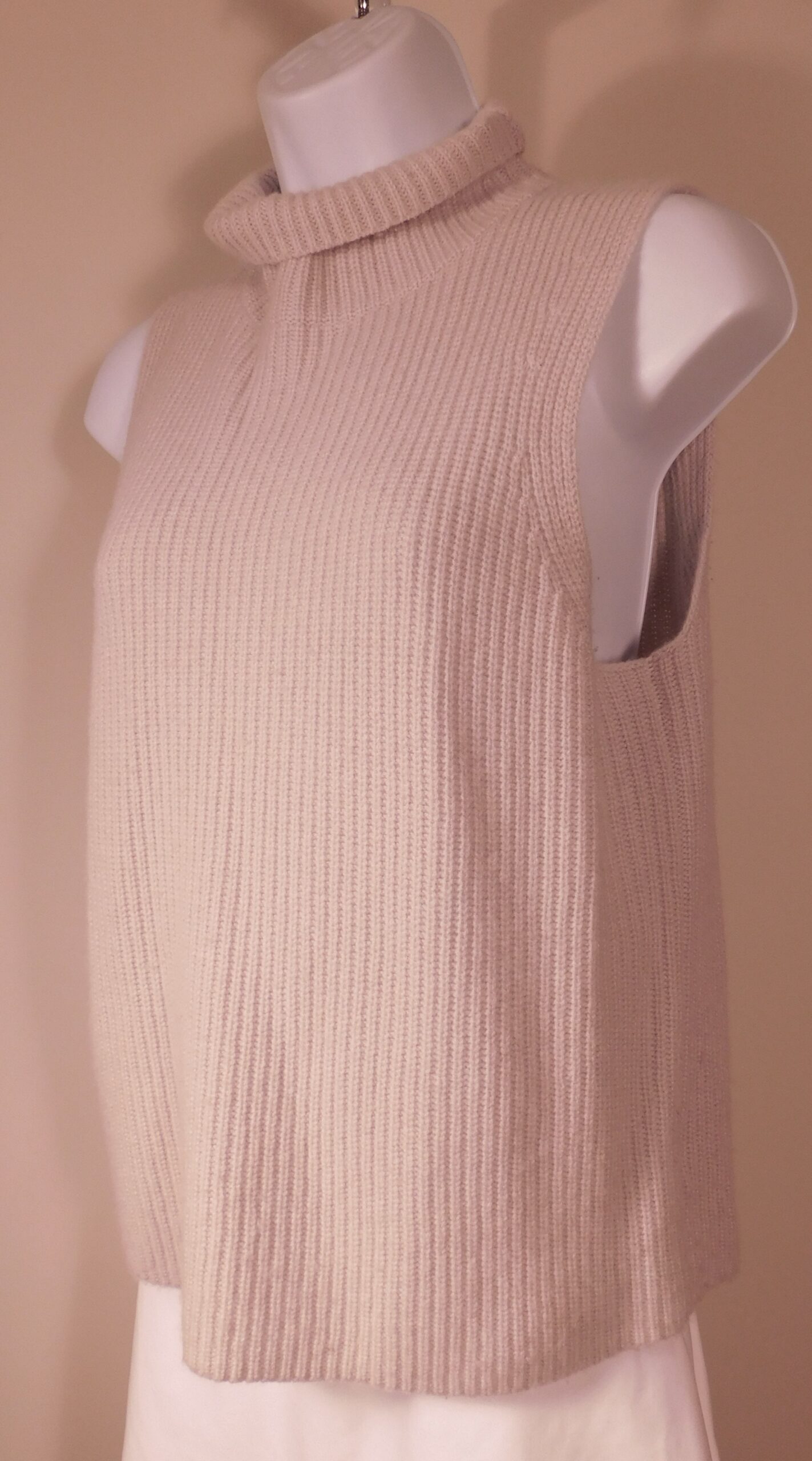 NAKED CASHMERE Women's Dove Gray Sleeveless Turtleneck Ribbed Cashmere Sweater Sz XS ($325)