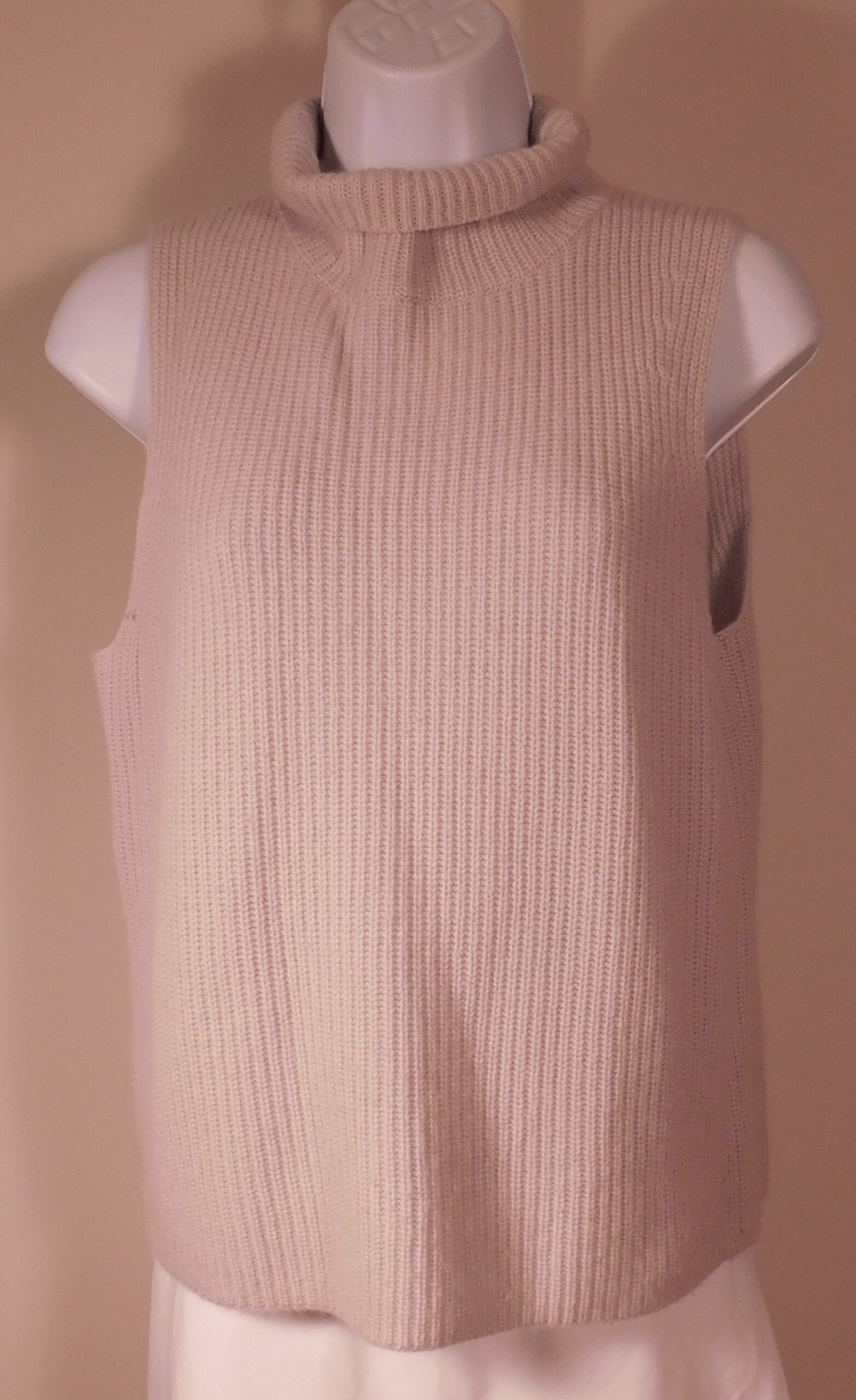 NAKED CASHMERE Women's Dove Gray Sleeveless Turtleneck Ribbed Cashmere Sweater Sz XS ($325) - Image 4