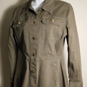 FRAME Women's Army Green Denim Button Front Peplum Jacket Sz M ($350)