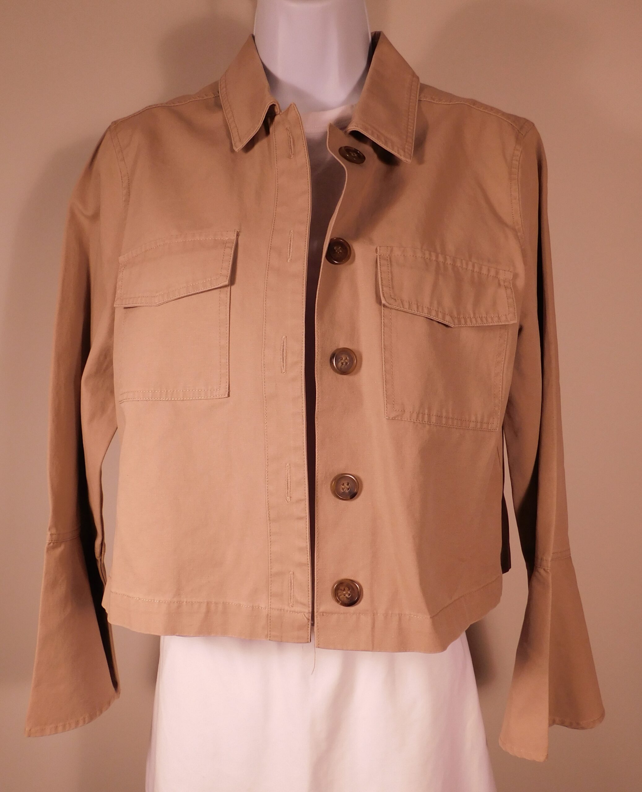 JACK BY BB DAKOTA Women's Tan Cotton Denim Button Front Jacket Sz S - Image 3
