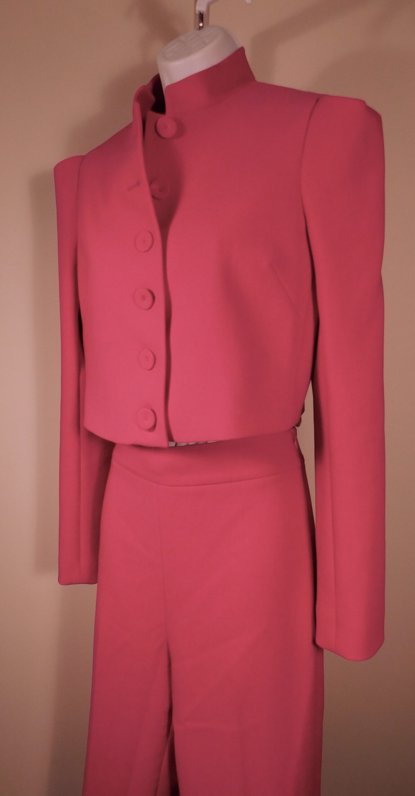 THEO THE LABEL Women's Fuchsia Daphne Cropped Military Jacket Blazer Sz M ($645) - Image 3