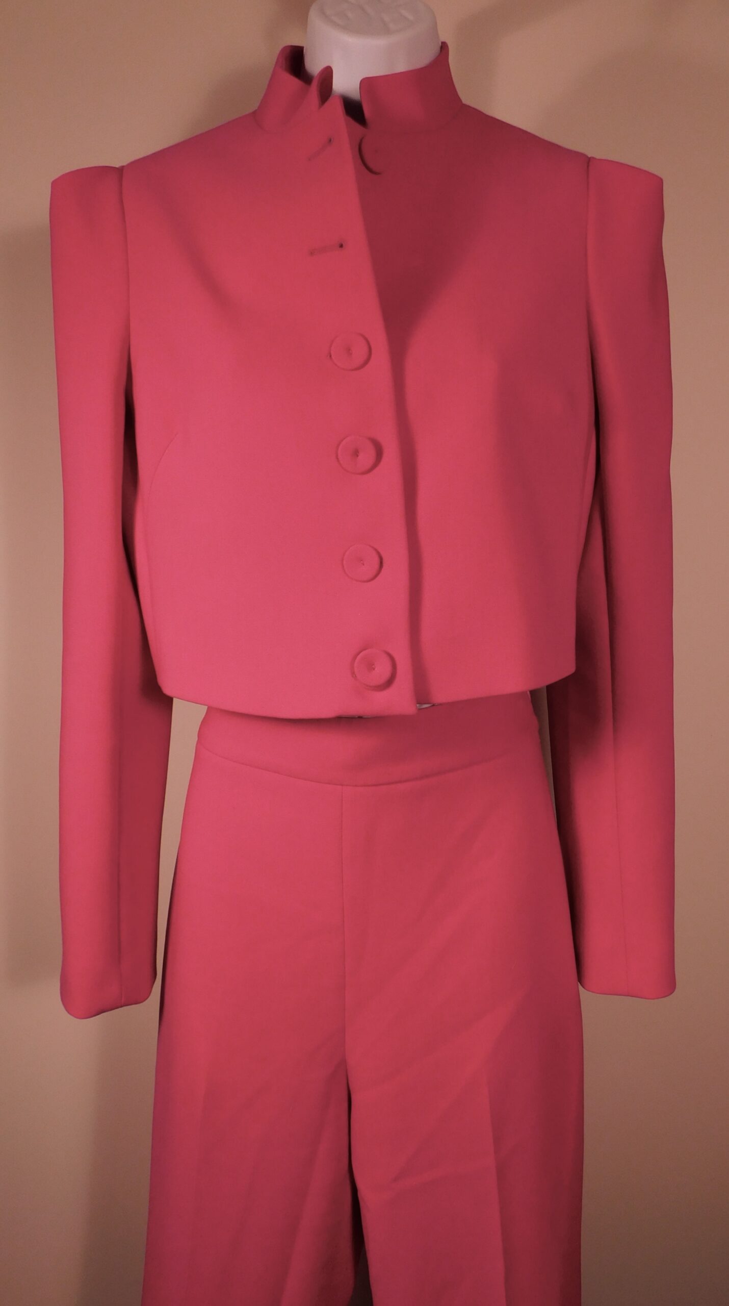 THEO THE LABEL Women's Fuchsia Daphne Cropped Military Jacket Blazer Sz M ($645) - Image 2