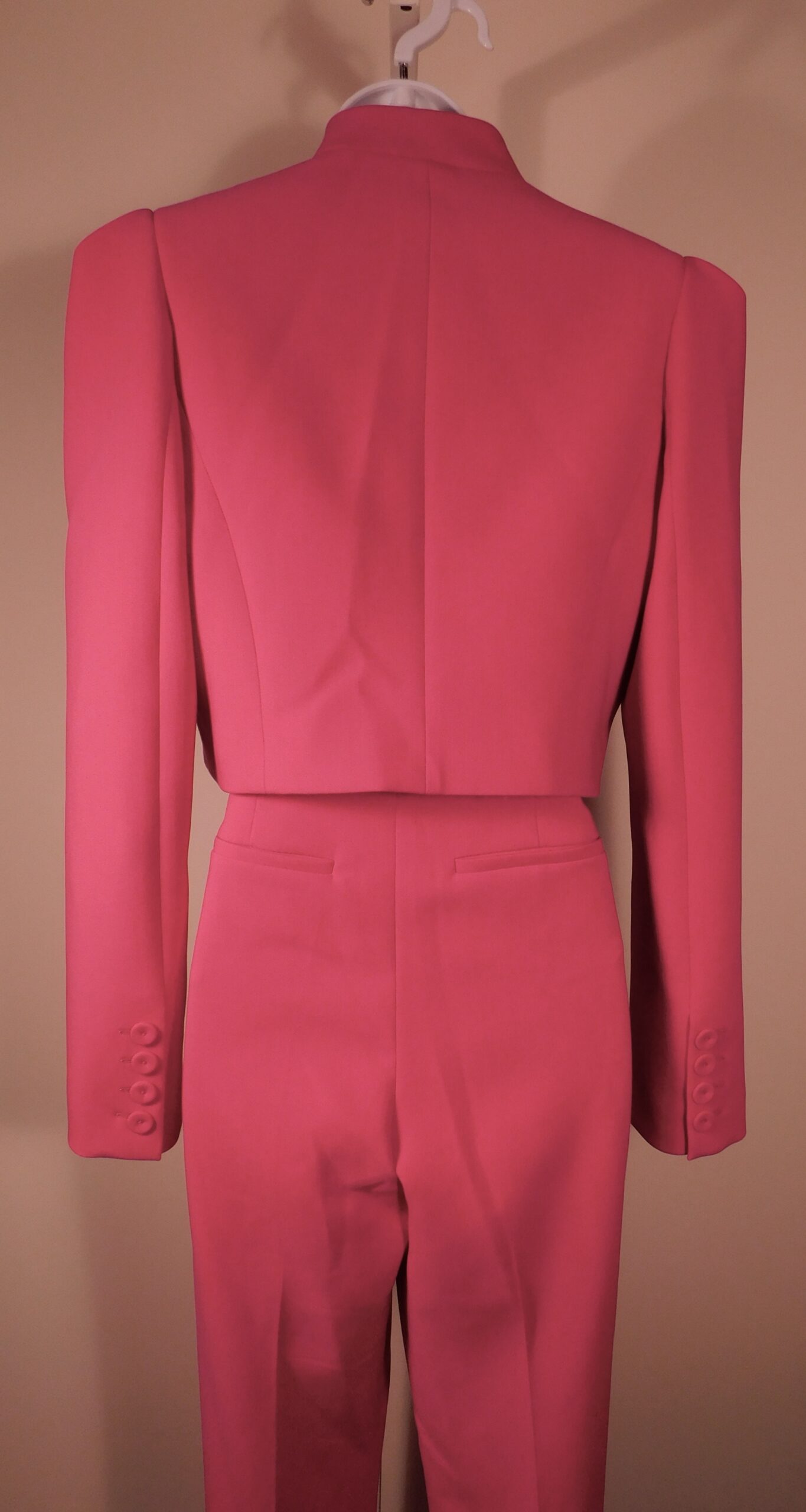 THEO THE LABEL Women's Fuchsia Daphne Cropped Military Jacket Blazer Sz M ($645) - Image 4