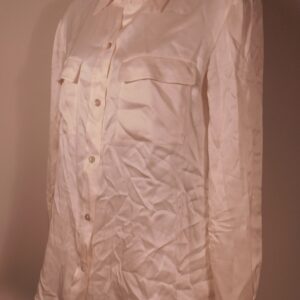 VINCE Women's Ivory Long Sleeve Button Front Silk Blouse Sz S