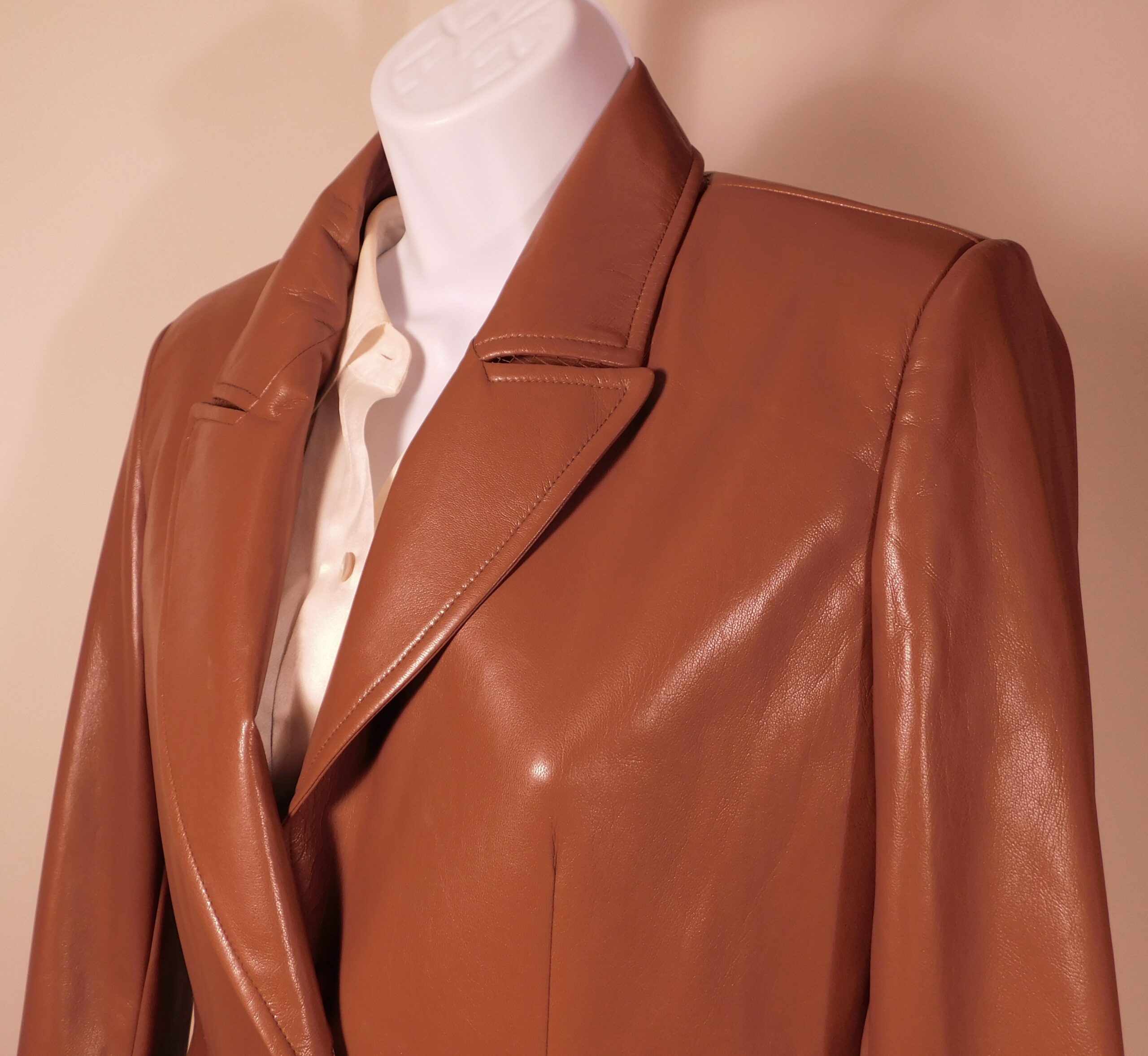 MARELLA Women's Tobacco Brown Sheel Leather 2 Button Blazer Sz 6 ($755) - Image 3