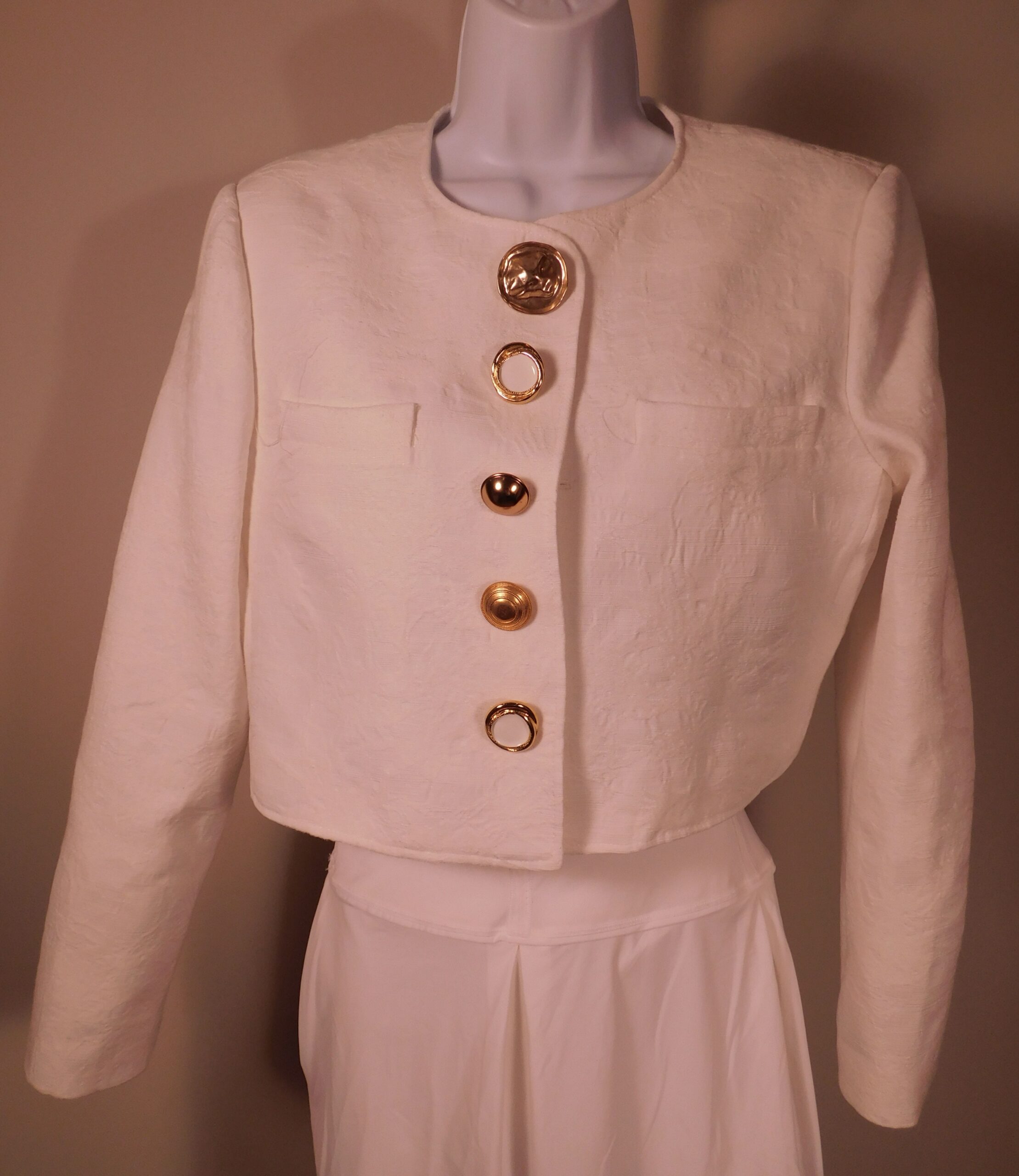 DEREK LAM 10 CROSBY Women's Ivory Brocade Juliette Crop Blazer Sz 4 ($695) - Image 3