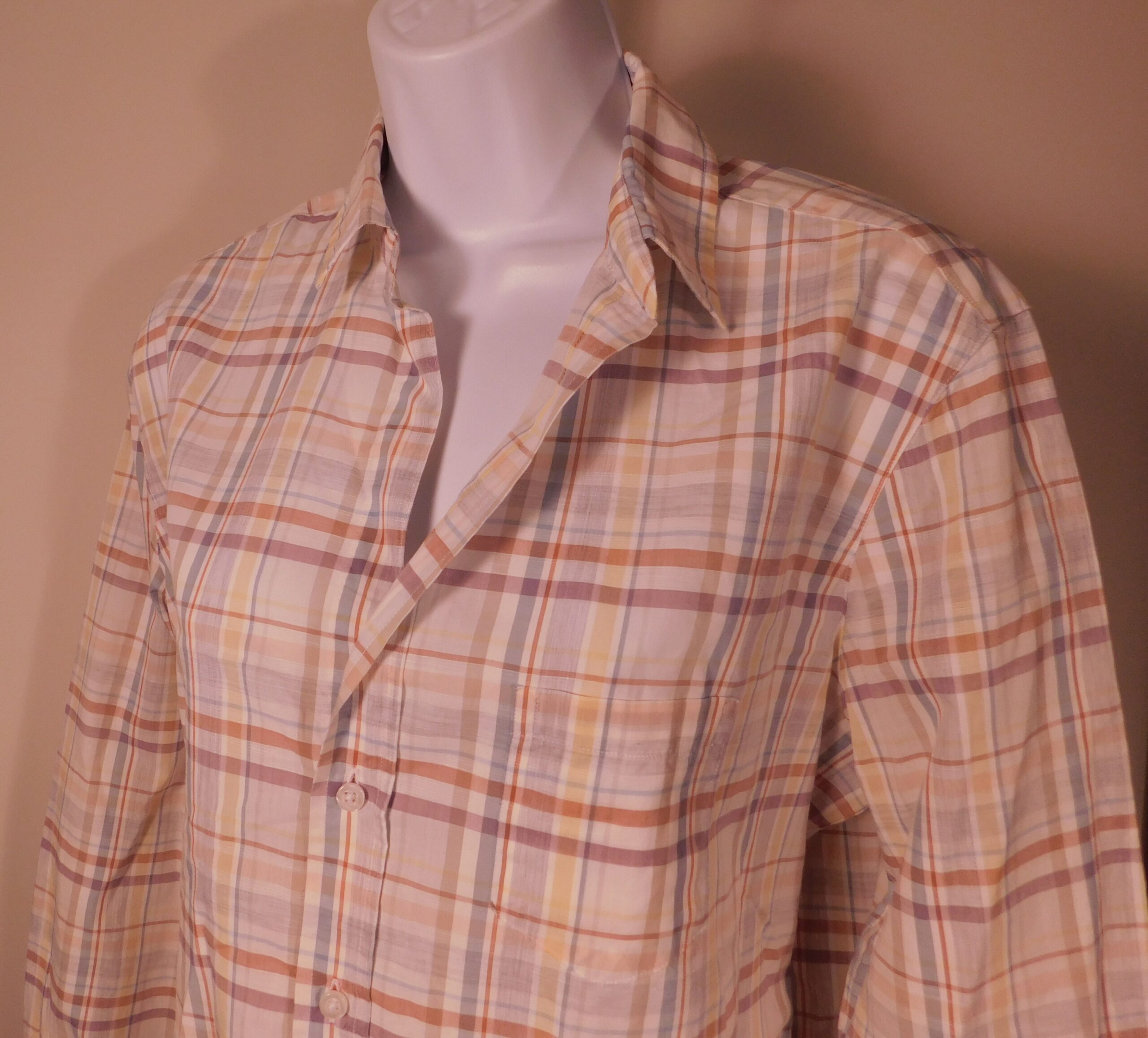 FRANK & EILEEN Women's Plaid Cotton Linen Button Front Long Sleeve Eileen Blouse Sz S ($258) - Image 3