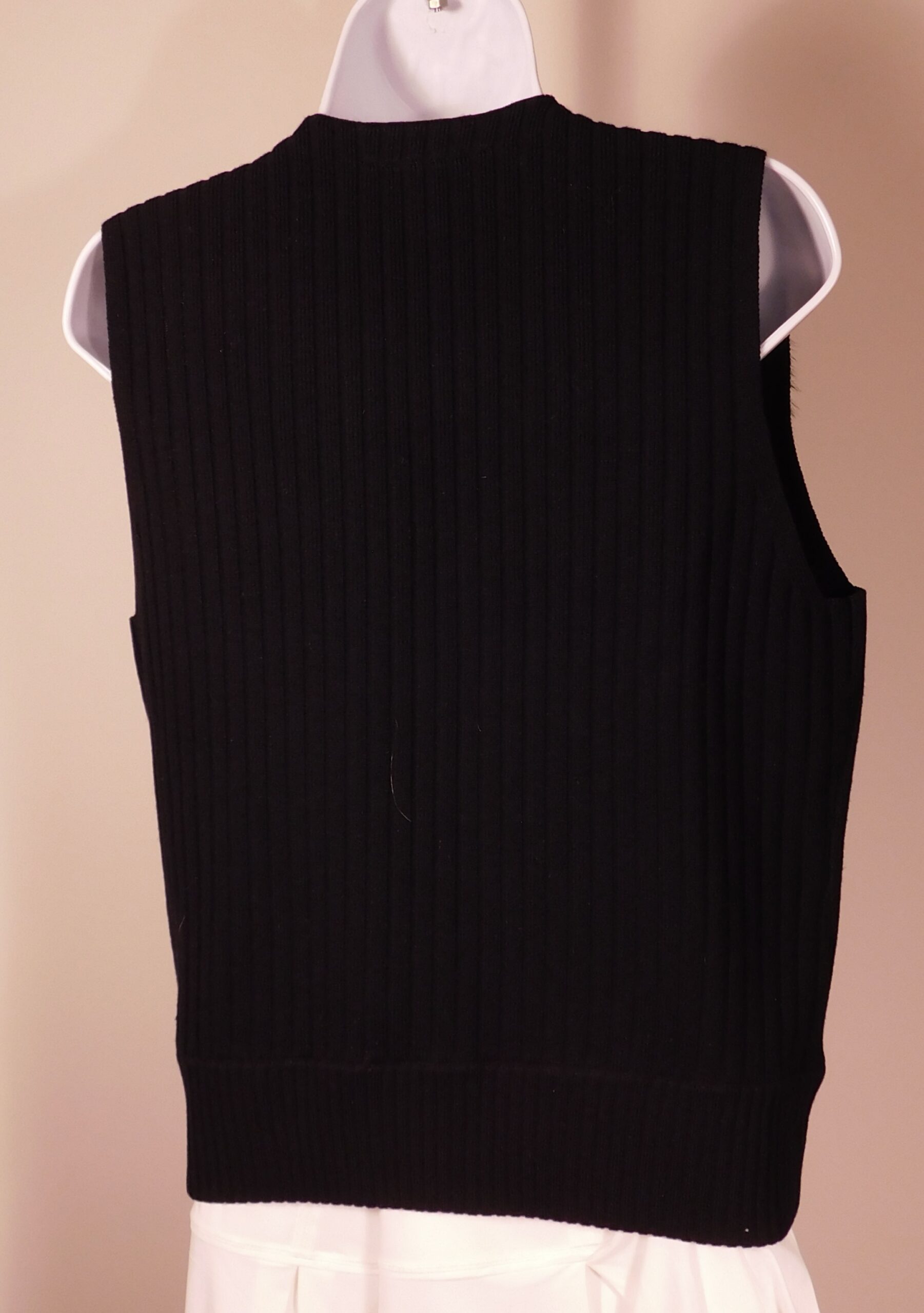 TORY BURCH Women's Black Fur Front Wool Knit Back Zip Front Vest Sz M - Image 5