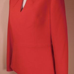 SAFIYAA Women's Red Crepe V-Neck Long Sleeve Peplum Top Sz 6 ($1300)
