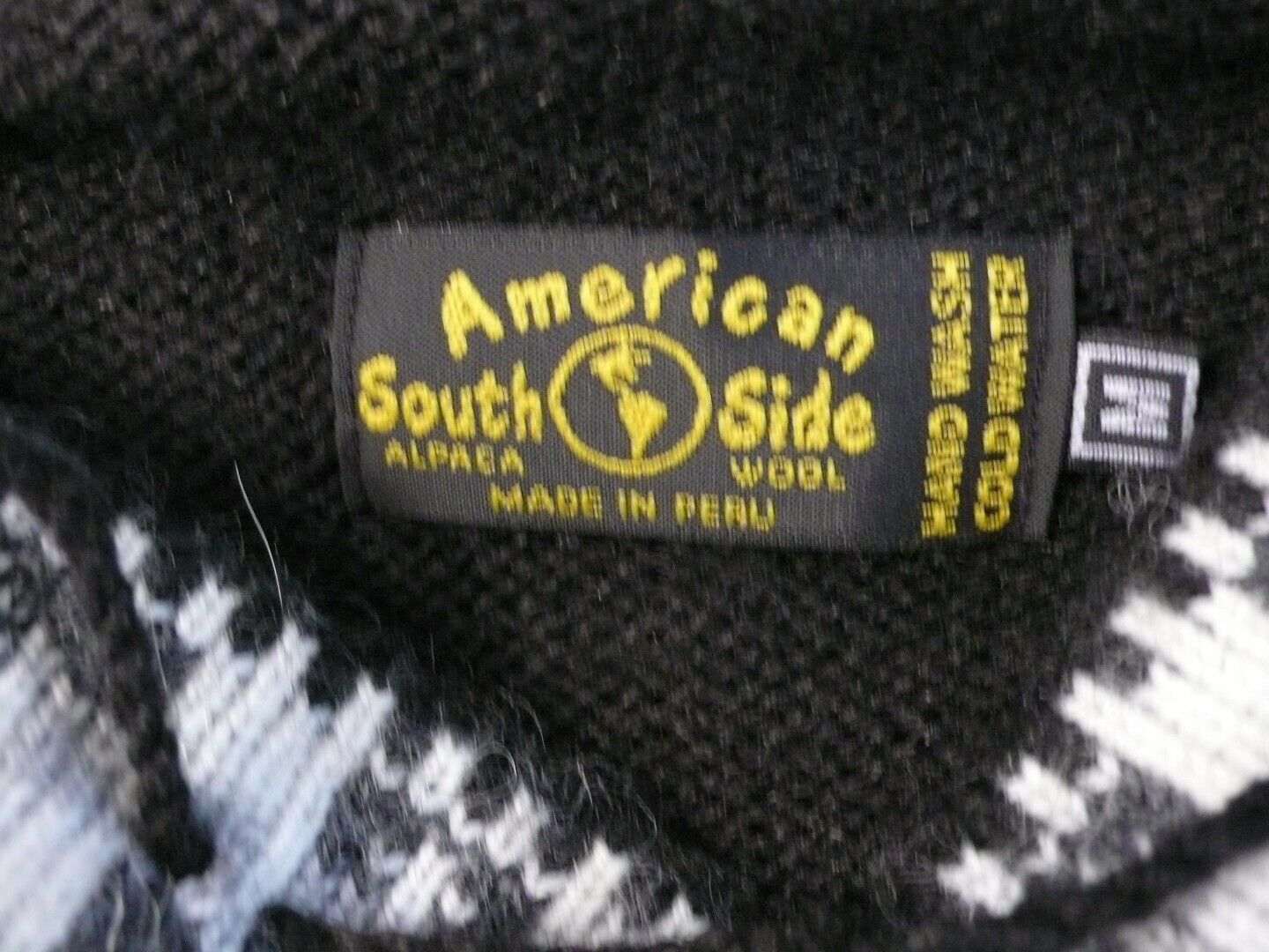 AMERICAN SOUTH SIDE Women's Black White Trim Wool Hooded V-Neck Sweater Sz M - Image 8