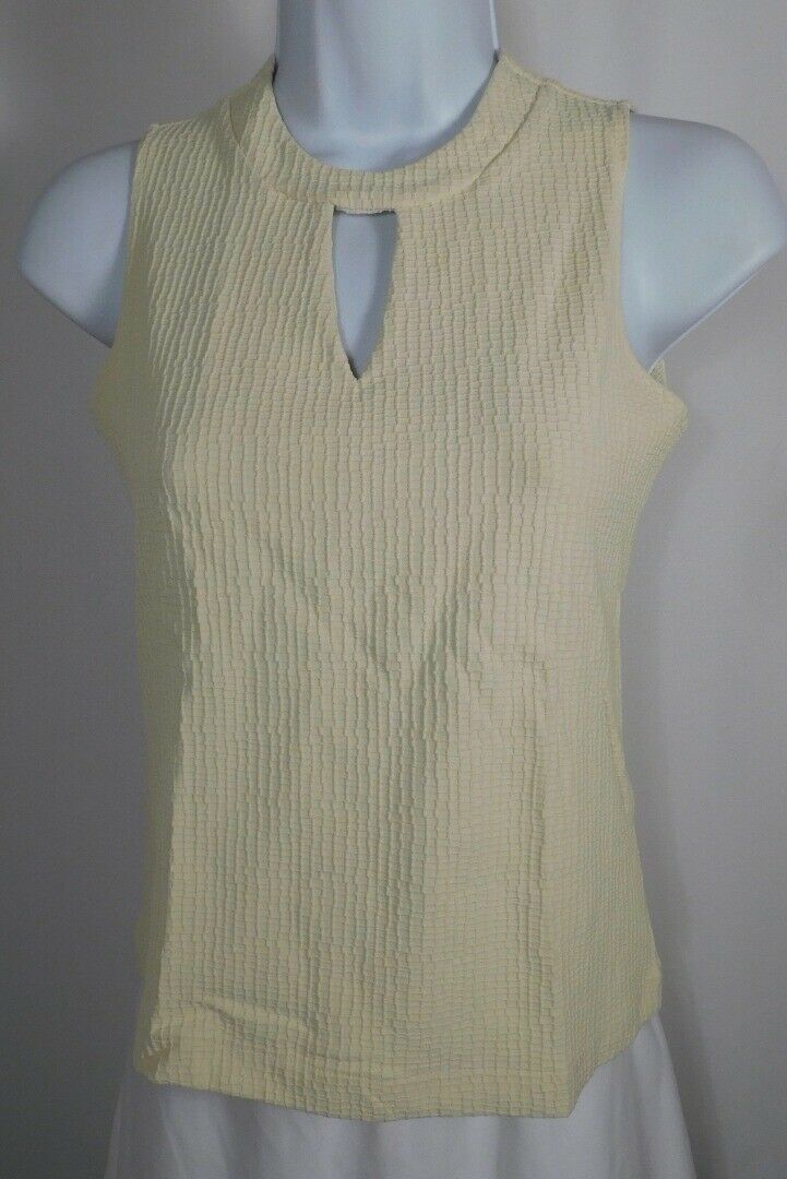 ANDRIA LIEU COLLECTION Women's Cream Knit Sleeveless Scoop Neck Blouse Sz S - Image 3