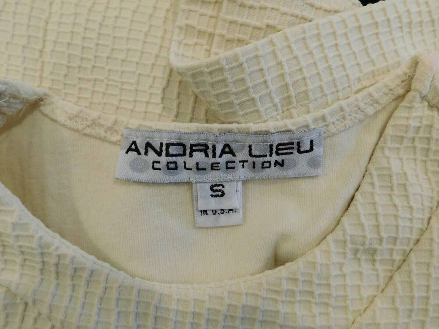 ANDRIA LIEU COLLECTION Women's Cream Knit Sleeveless Scoop Neck Blouse Sz S - Image 6