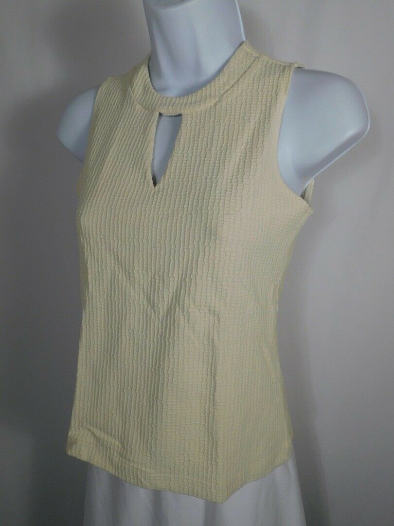ANDRIA LIEU COLLECTION Women's Cream Knit Sleeveless Scoop Neck Blouse Sz S