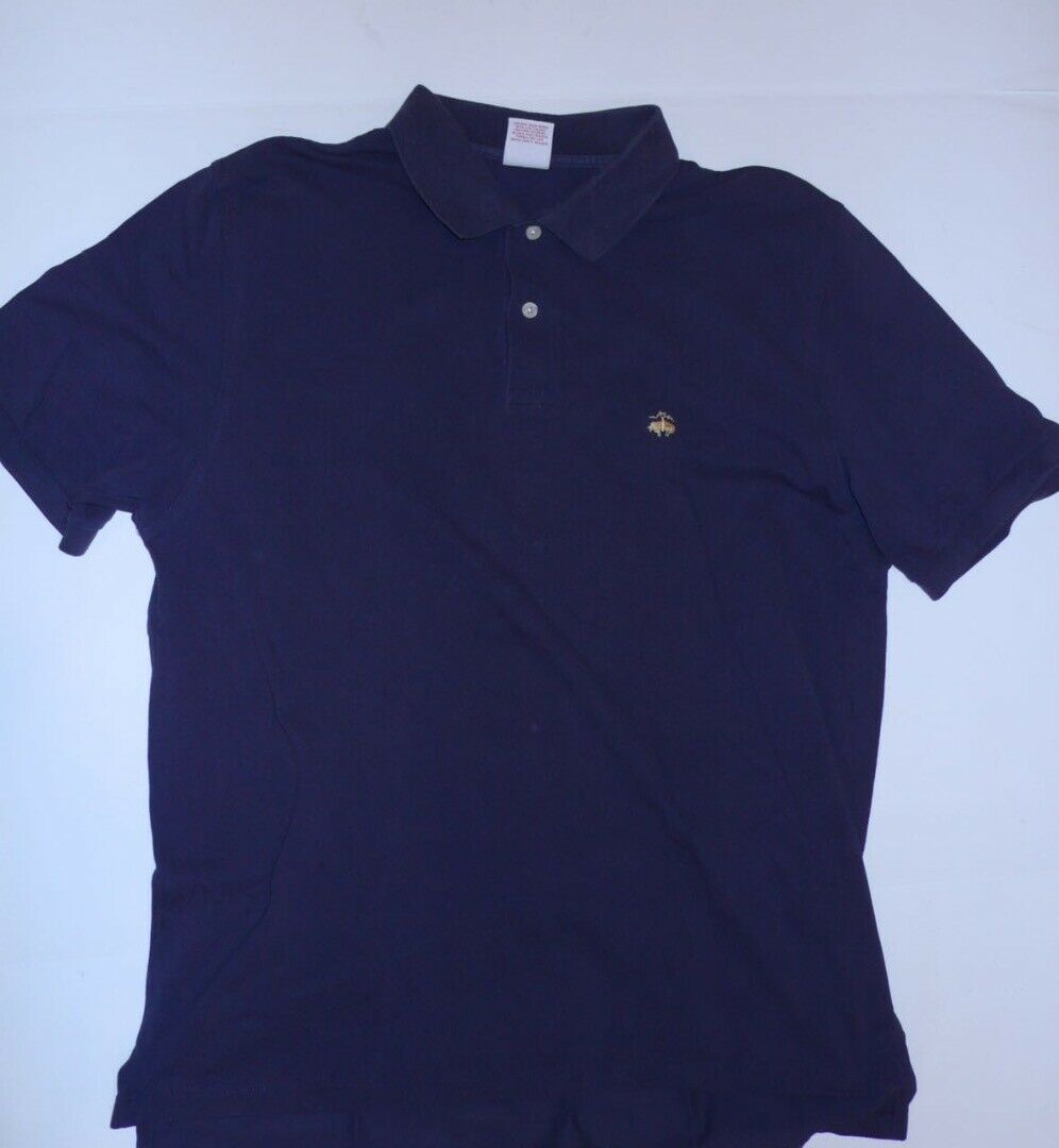 BROOKS BROTHERS Navy Blue Men's Short Sleeve Cotton Pique Polo Shirt Sz L - Image 3