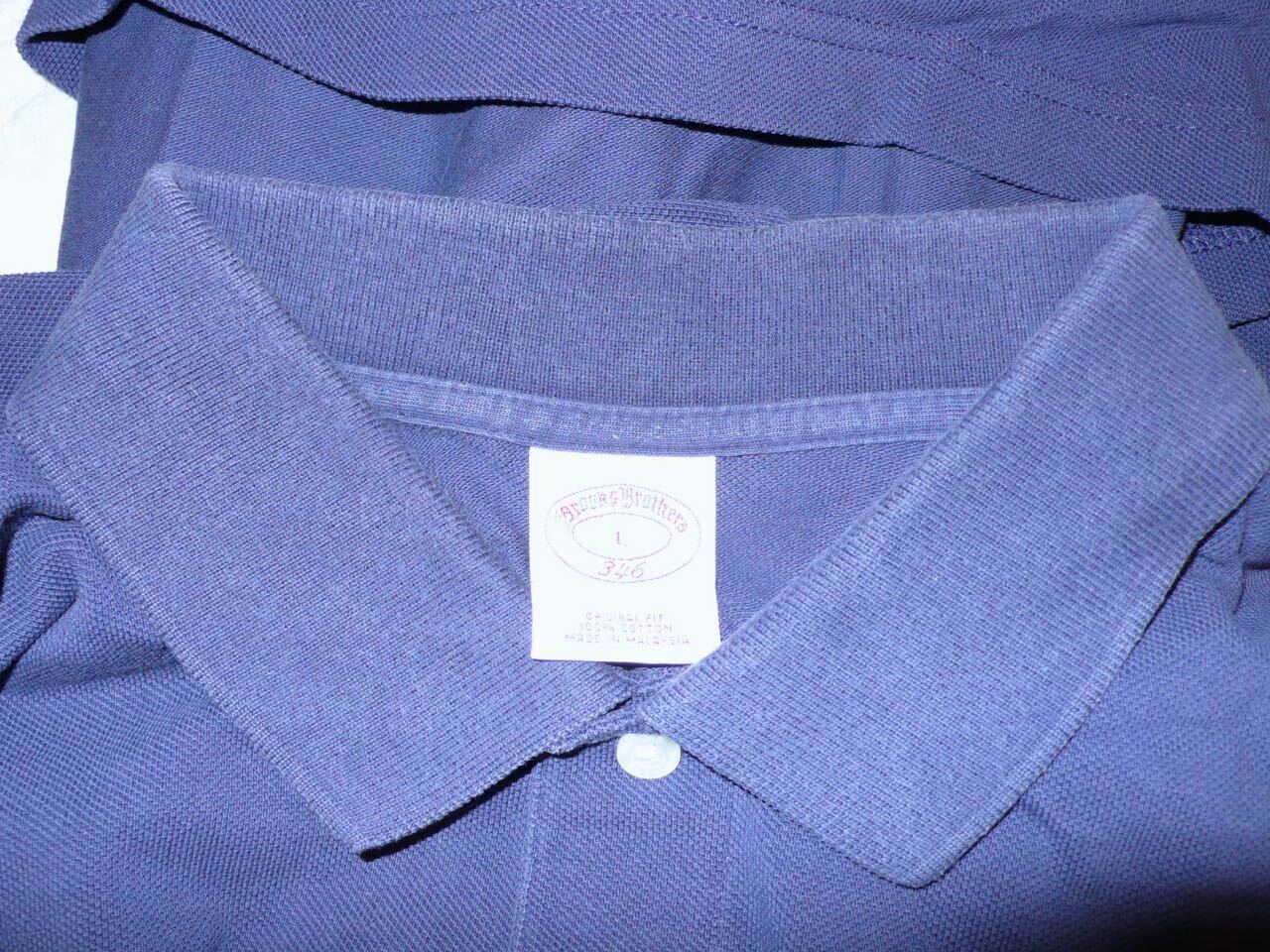 BROOKS BROTHERS Navy Blue Men's Short Sleeve Cotton Pique Polo Shirt Sz L - Image 4