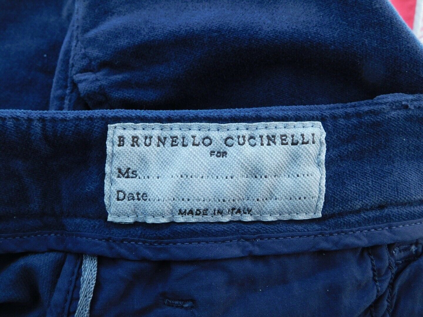 BRUNELLO CUCINELLO Women's Ink Blue Velvet 5 Pocket Bootleg Pant Sz 4 - Image 7