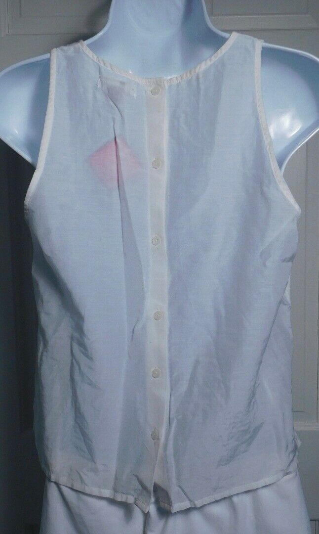 CHELSEA28 Women's White Cotton Silk Sleeveless Eyelet Trim Tunic Blouse Sz S - Image 6