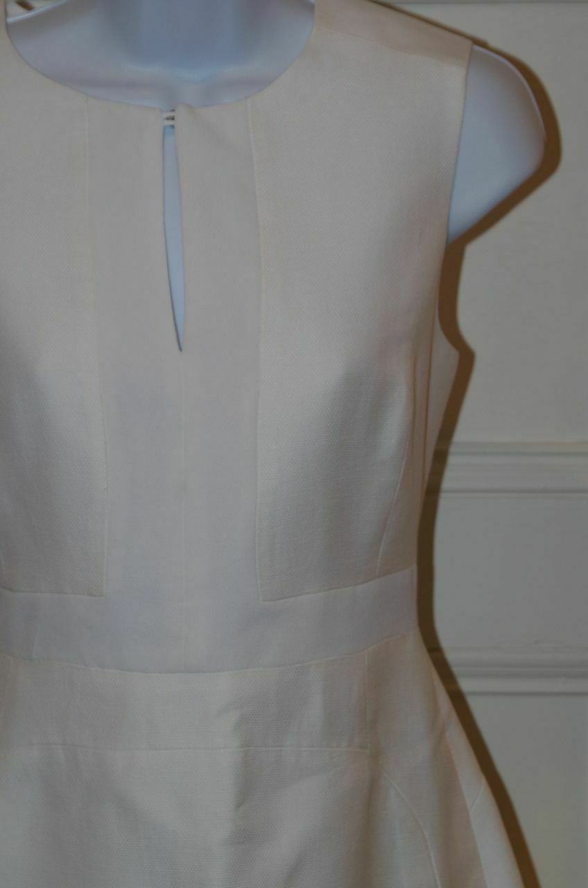 DIANE VON FURSTENBERG White Margarina Linen Canvas Sleeveless Dress Sz 6 - Image 3