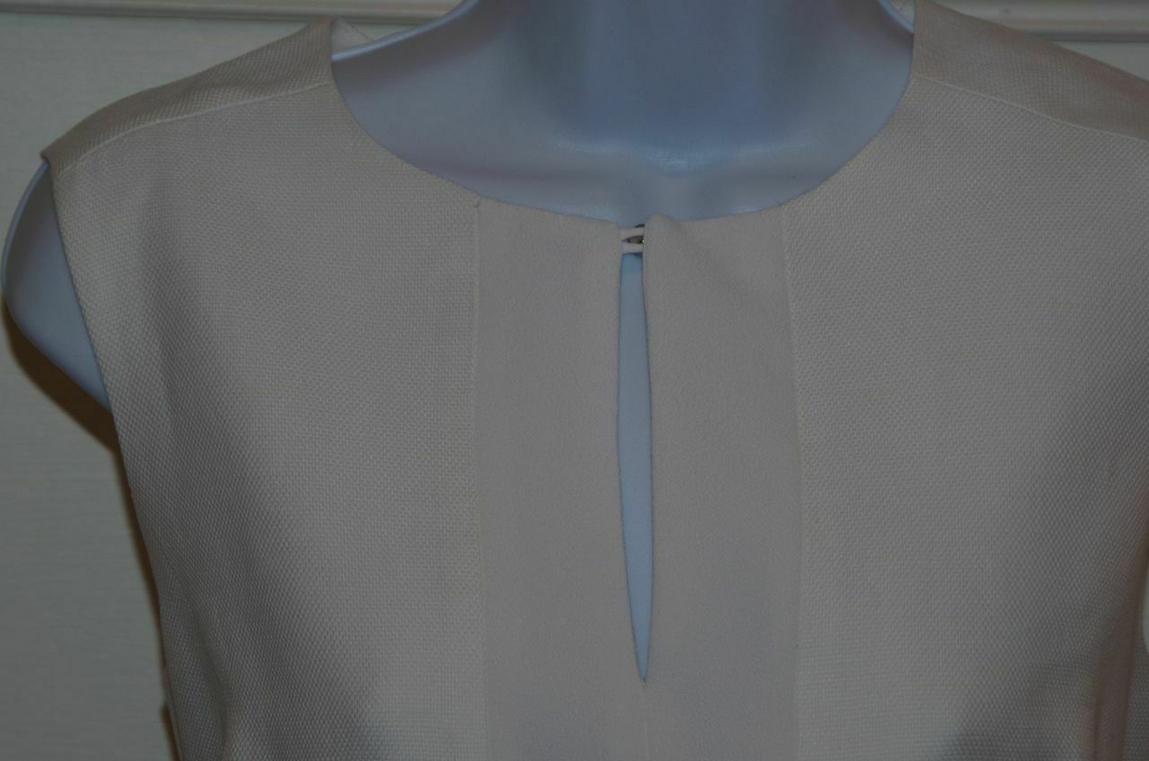DIANE VON FURSTENBERG White Margarina Linen Canvas Sleeveless Dress Sz 6 - Image 4