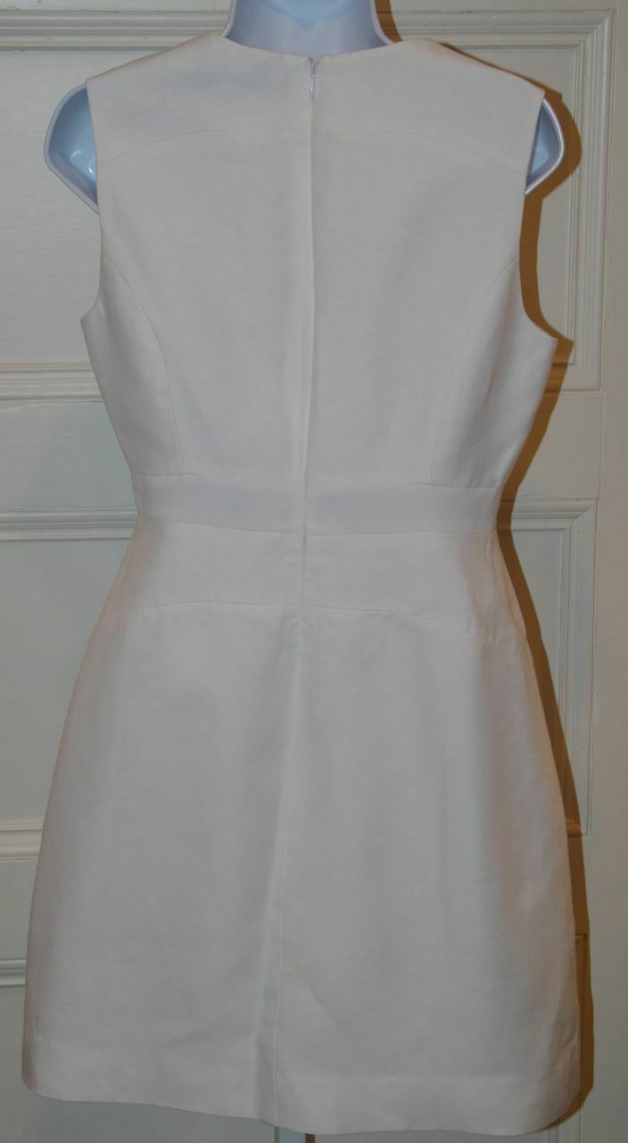 DIANE VON FURSTENBERG White Margarina Linen Canvas Sleeveless Dress Sz 6 - Image 6