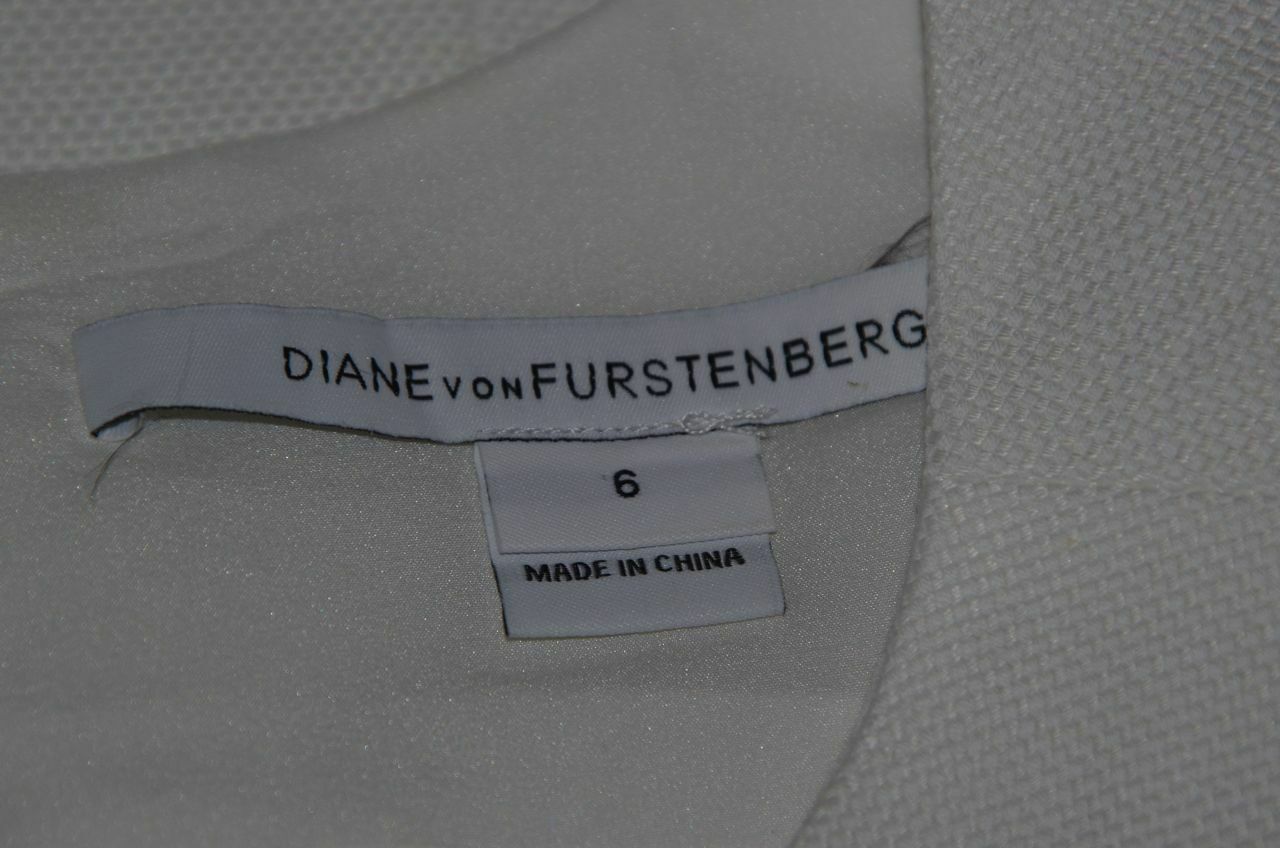 DIANE VON FURSTENBERG White Margarina Linen Canvas Sleeveless Dress Sz 6 - Image 7