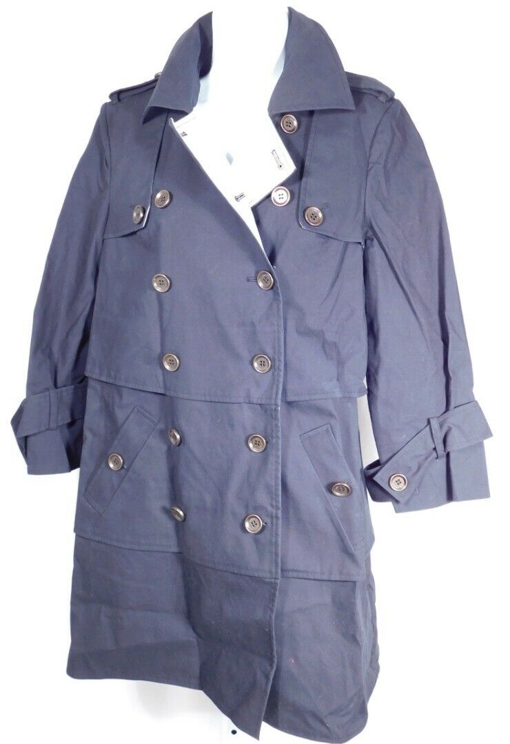 DIANE VON FURSTENBERG Women's Black Double Breasted Trench Coat Sz 6