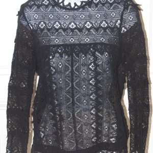 DOLCE VITA Women's Black Hagia Edgy Lace Top 3/4 Sleeve Blouse Sz XS
