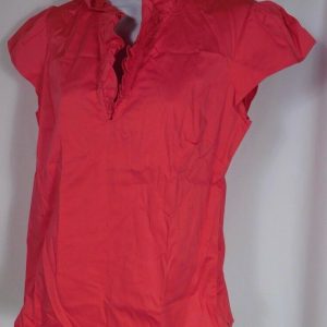 ELIZABETH MCKAY Women's Tulip Pink Elizabeth Ruffled Short Sleeve Blouse Sz 4