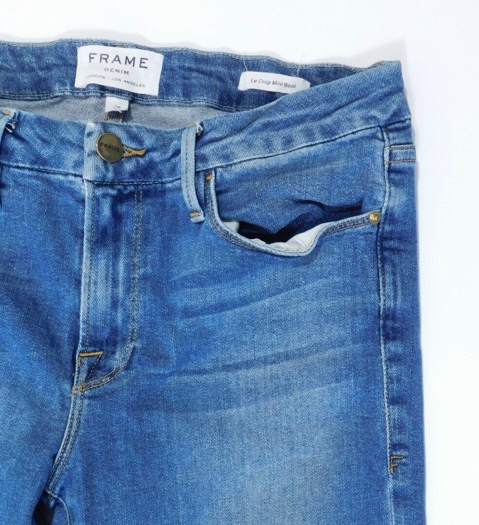FRAME DENIM Women's Medium Wash "Le Crop Mini Boot" Jean Sz 28 - Image 4