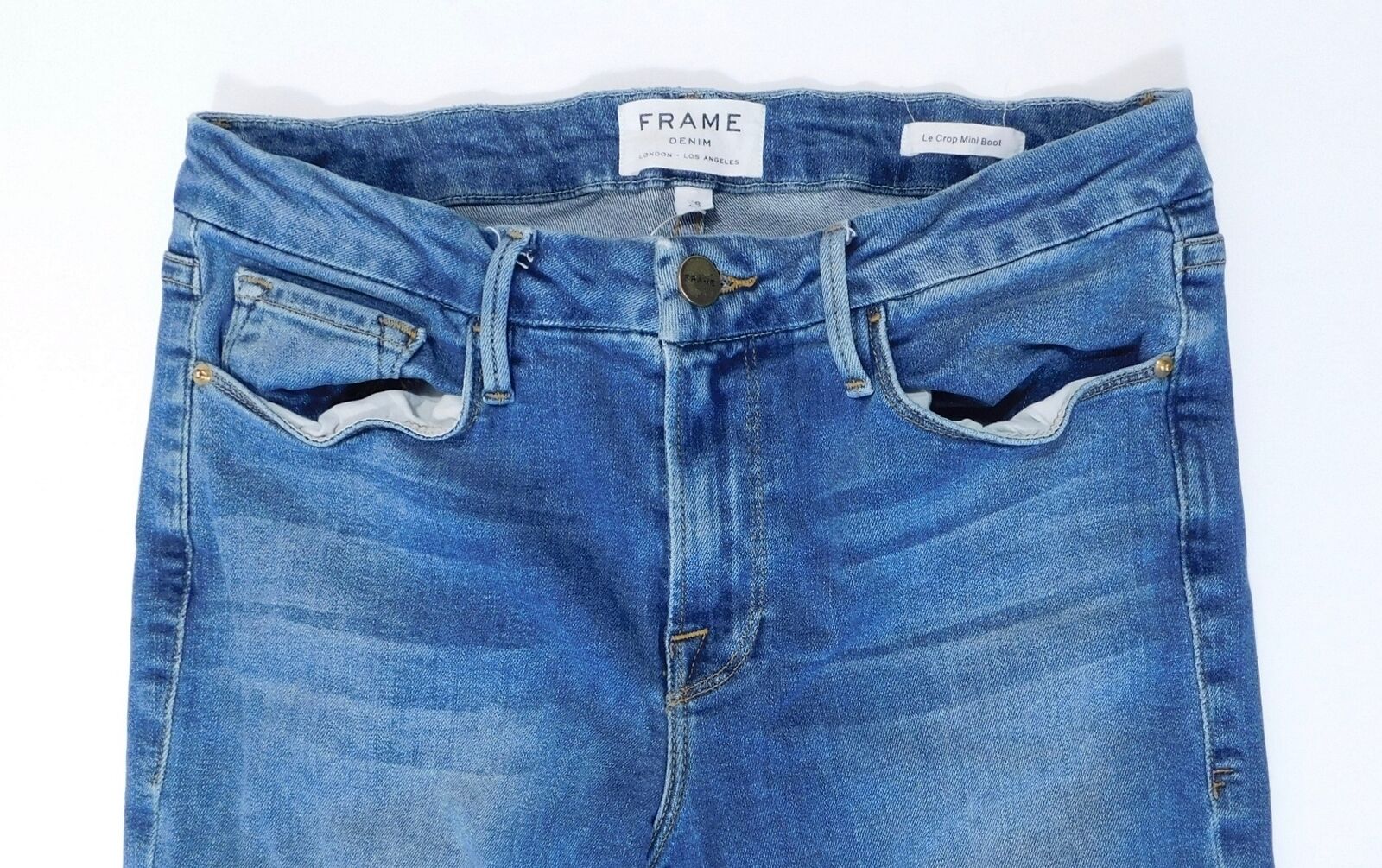 FRAME DENIM Women's Medium Wash "Le Crop Mini Boot" Jean Sz 28 - Image 5