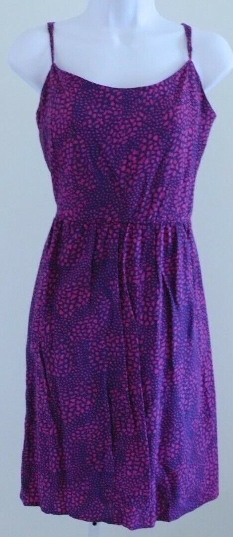 GAP Women's Royal Blue & Fuchsia Pink Leopard Print Spaghetti Strap Dress Sz 12 - Image 3