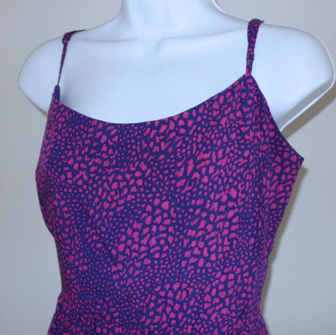 GAP Women's Royal Blue & Fuchsia Pink Leopard Print Spaghetti Strap Dress Sz 12 - Image 4