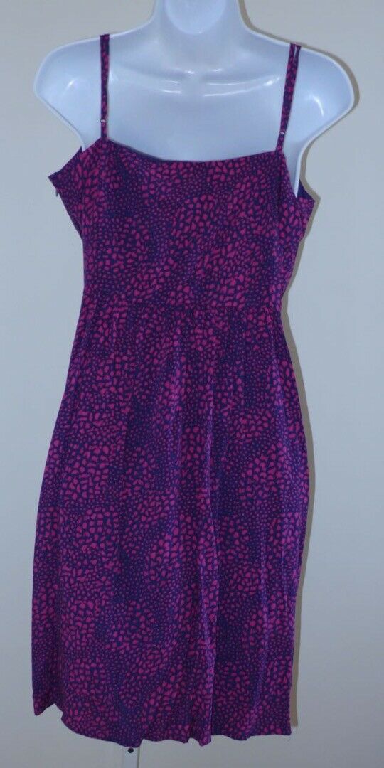 GAP Women's Royal Blue & Fuchsia Pink Leopard Print Spaghetti Strap Dress Sz 12 - Image 5