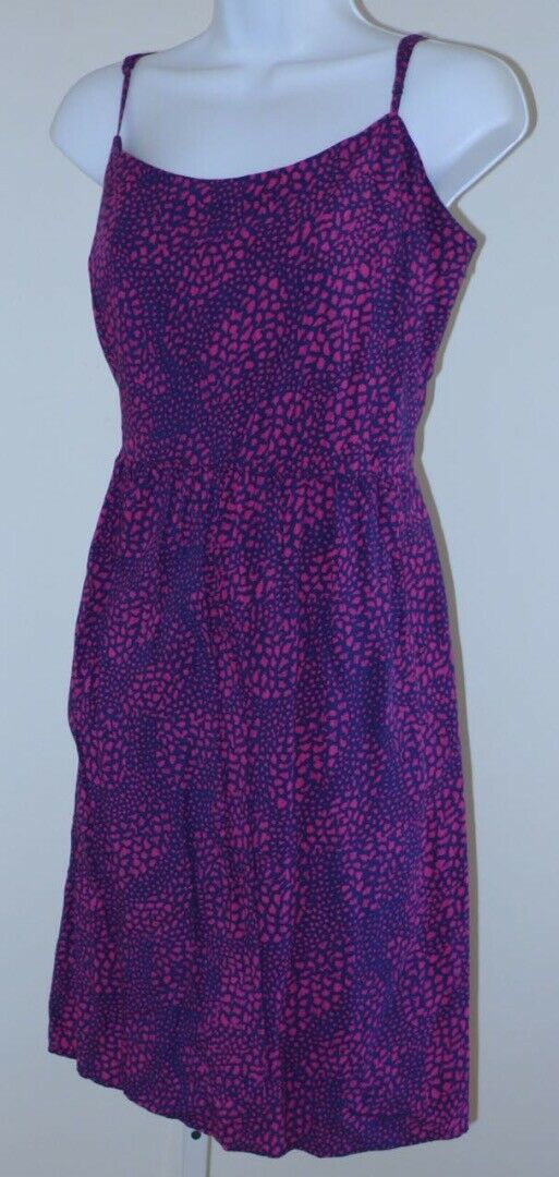 GAP Women's Royal Blue & Fuchsia Pink Leopard Print Spaghetti Strap Dress Sz 12