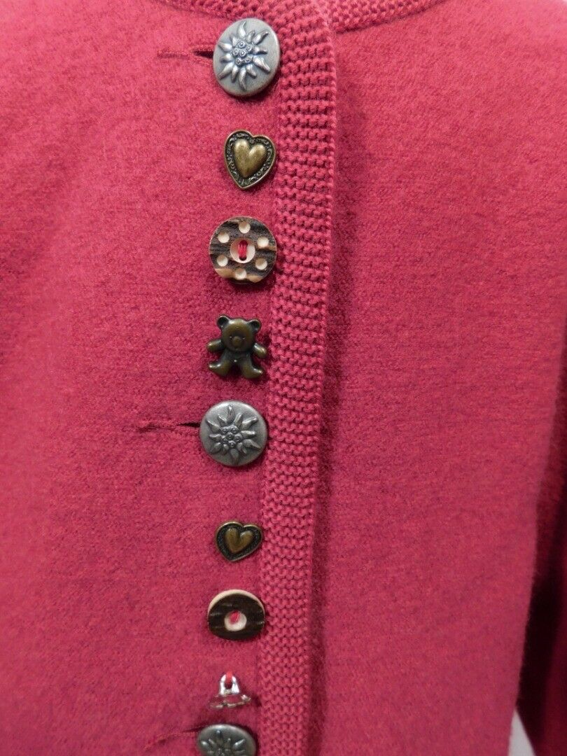 GEIGER Girls Fuchsia Pink Decorative Buttons Boiled Wool Jacket Sz 128 (8) - Image 3
