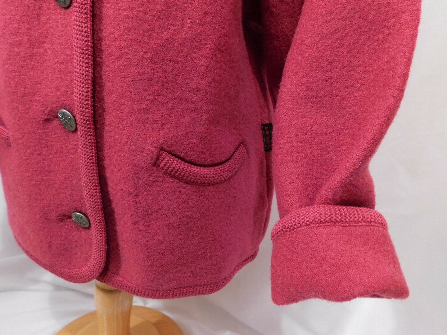 GEIGER Girls Fuchsia Pink Decorative Buttons Boiled Wool Jacket Sz 128 (8) - Image 4