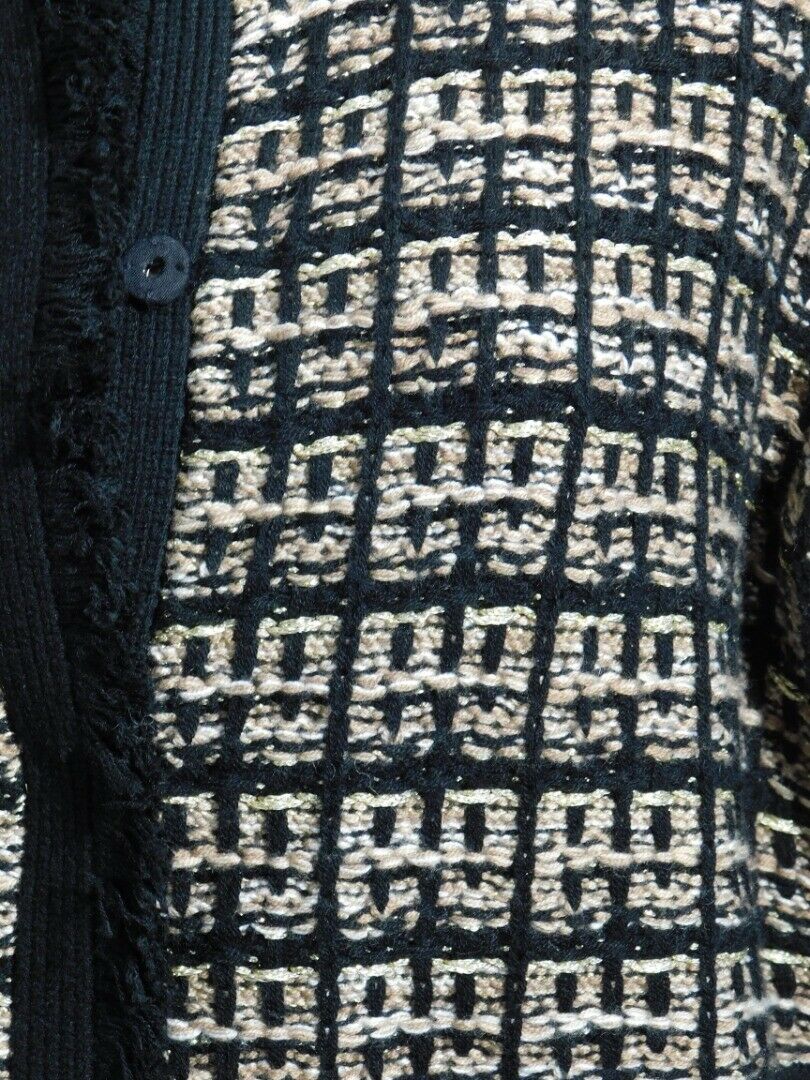 J MCLAUGHLIN Women's Black Beige Gold Tweed Lotte Cardigan Sweater Sz S - Image 5