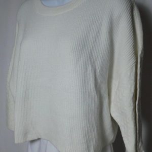JACK BY BB DAKOTA Women's White In the Mix Wide Sleeve Boxy Sweater Sz XS