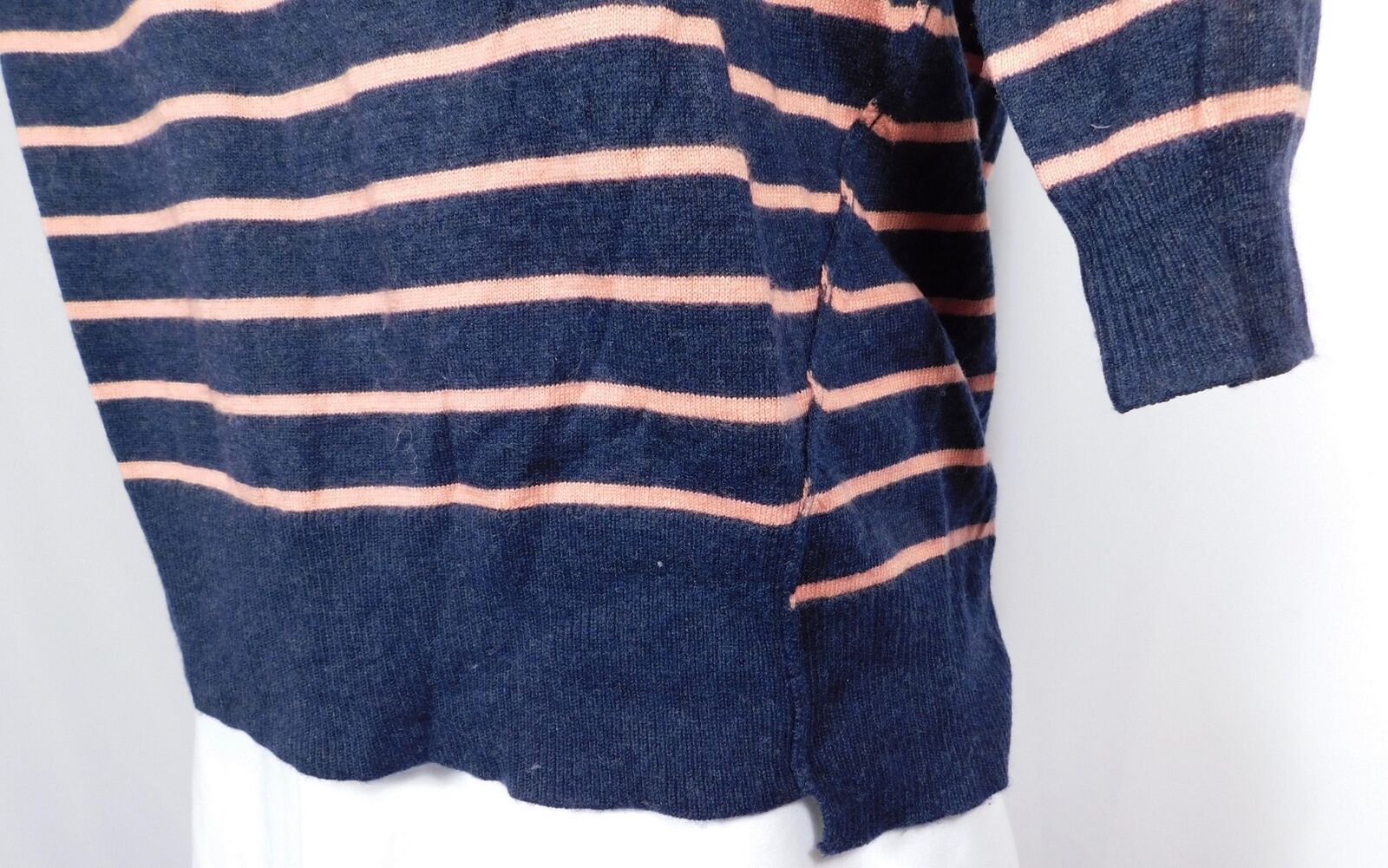 JOIE Women's Navy & Salmon Striped Raglan Sleeve Sweater Sz S - Image 5