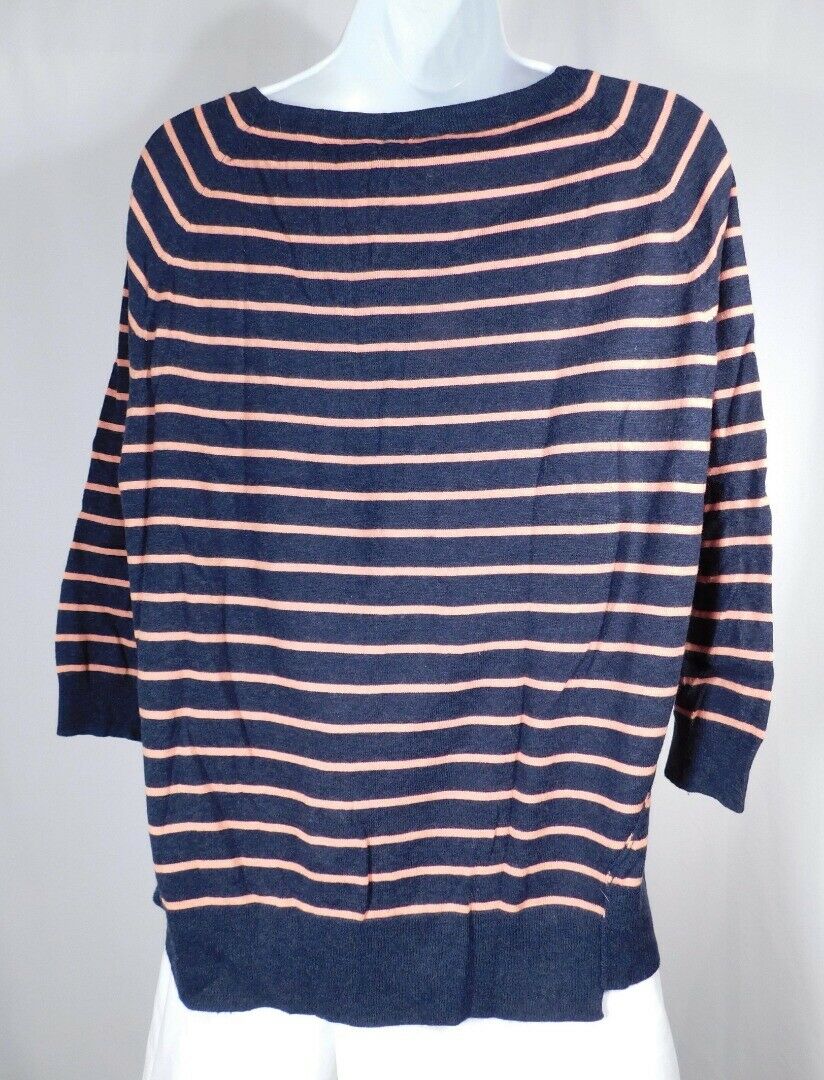 JOIE Women's Navy & Salmon Striped Raglan Sleeve Sweater Sz S - Image 6