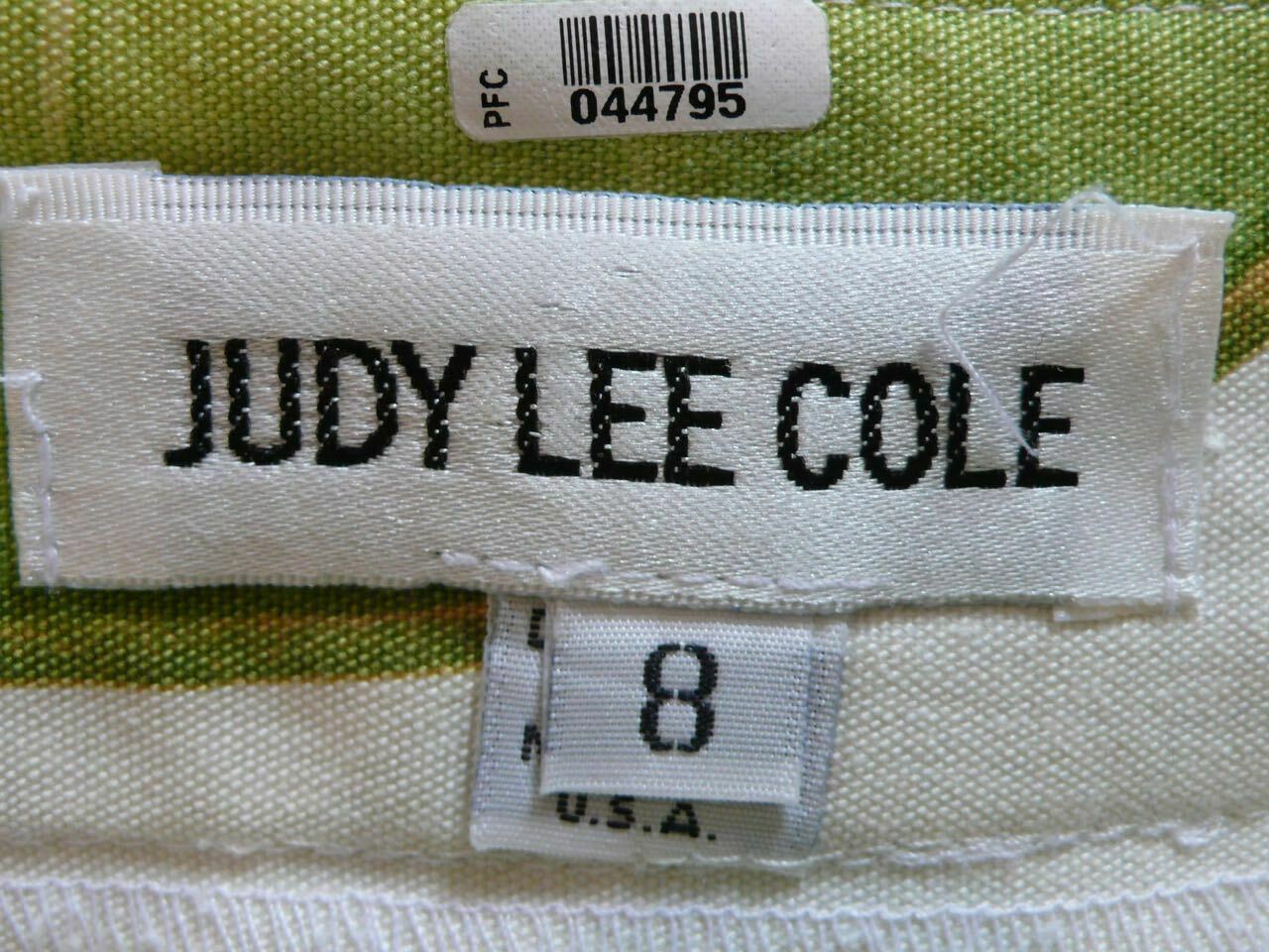 JUDY LEE COLE Ivory Green Kiwi Print Cotton Mini Skirt Sz 8 - Image 9