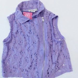 KNIT WORKS Girl's Purple Lace Zip Front Sleeveless Top Sz 10
