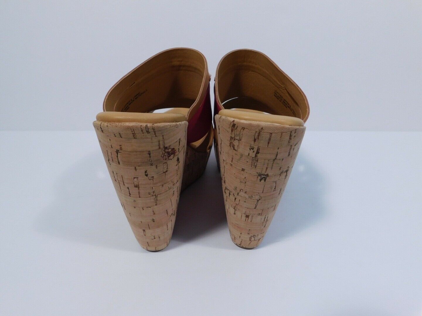 KORK EASE Pink Orange Tan Leather Cork Open Toe Platform Sandal Sz 7 - Image 9