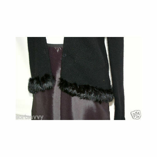 LAFAYETTE 148 NY Black Women's Cardigan Sweater With Faux Fur Collar - Image 5