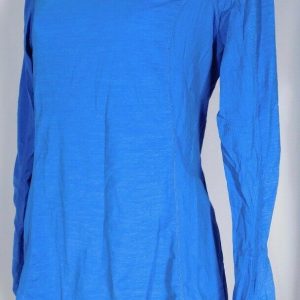 LULULEMON Women's Turquoise Blue Ruffle Back Hem Pull On Top Sz S