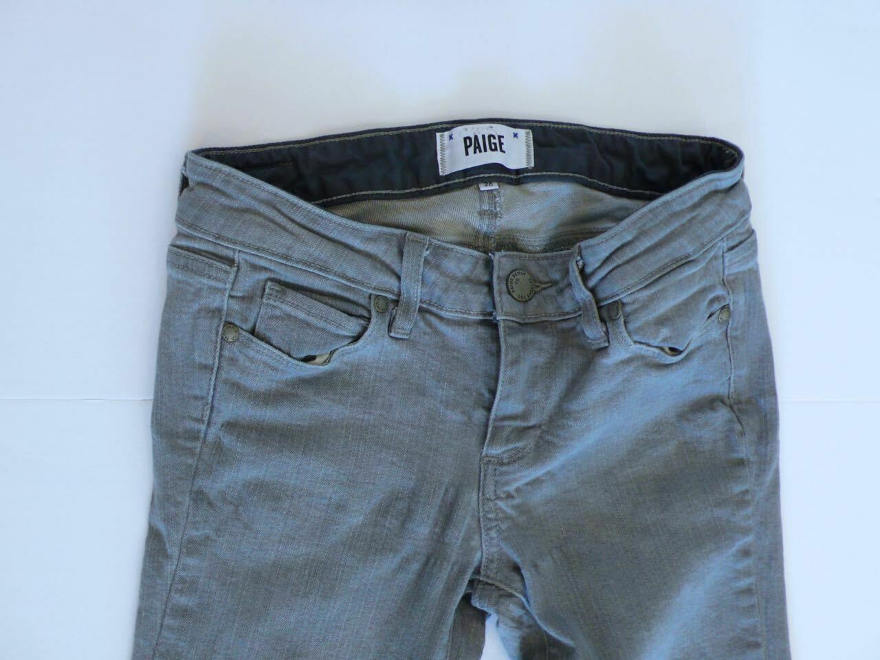 PAIGE Women's Gray Denim Skyline Skinny 5-Pocket Jeans Sz 26 - Image 3