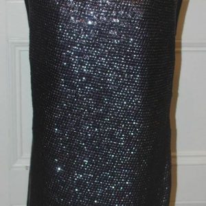 REED KRAKOFF NWT Black Cashmere Sleeveless Sweater Dress Silver Sequins Sz L