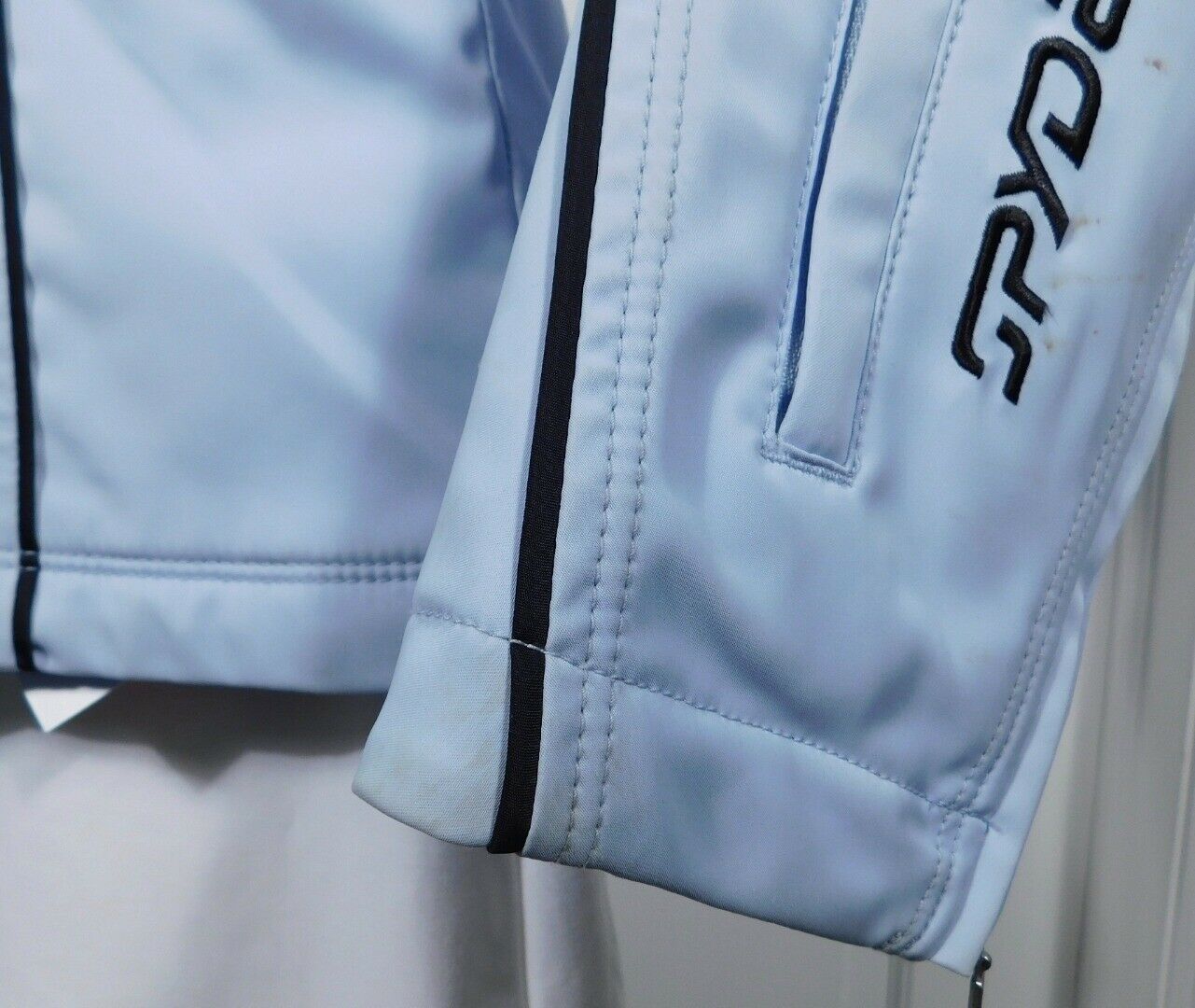 SPYDER Women's Light Blue Black Trim Detachable Hood Thinsulate Ski Jacket Sz 10 - Image 8